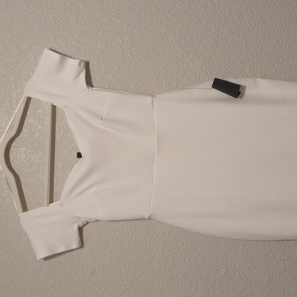 Lulu's How Much I Care ivory off shoulder fitted bodycon trumpet midi dress - Picture 8 of 12